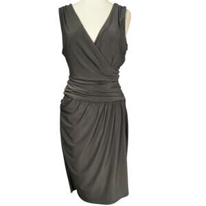 Lauren Ralph Lauren Evening Black Lace Back Dress Size 12 Sleeveless Wrap Luxury